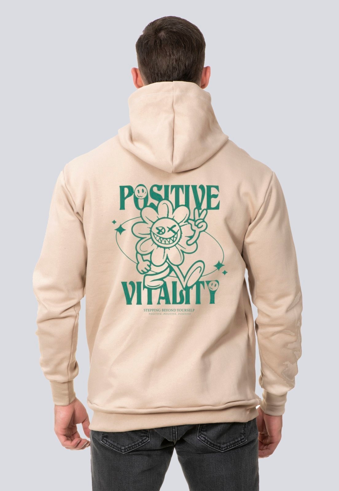 Imagem principal Moletom Masculino Blusa de Frio Canguru Positive Vitality Lucas Lunny bege