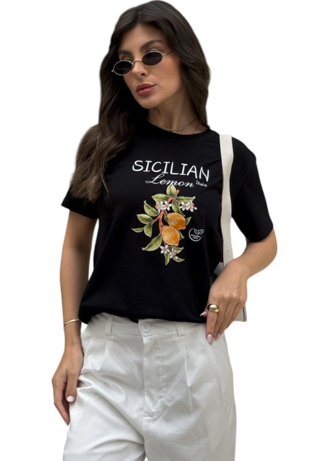 Imagem principal Camiseta Feminina Cianitas Preta Estampa Sicilian Lemon Cianitas preto