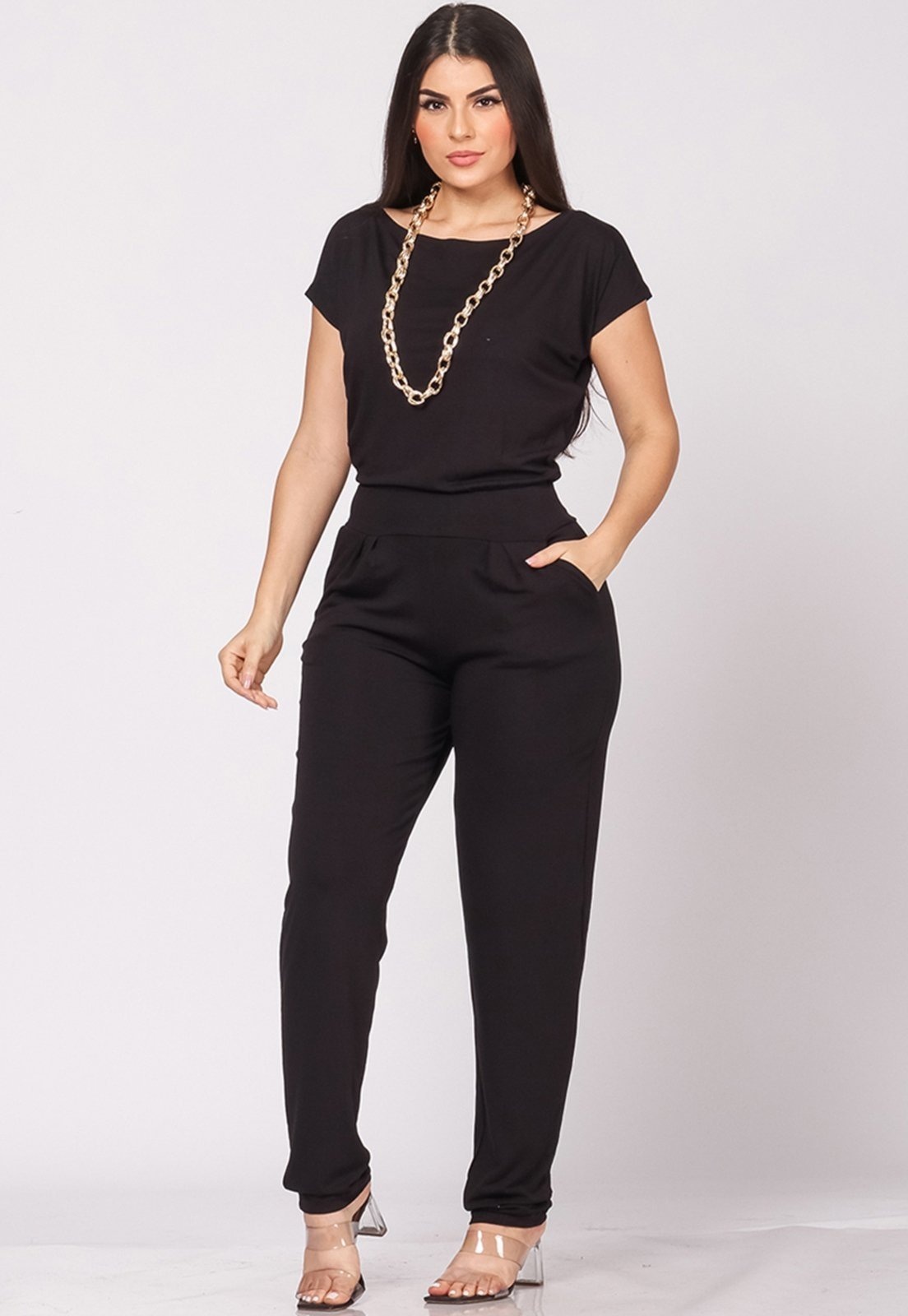 Imagem principal Macacão Longo C Decote Canoa B'Bonnie BBonnie preto