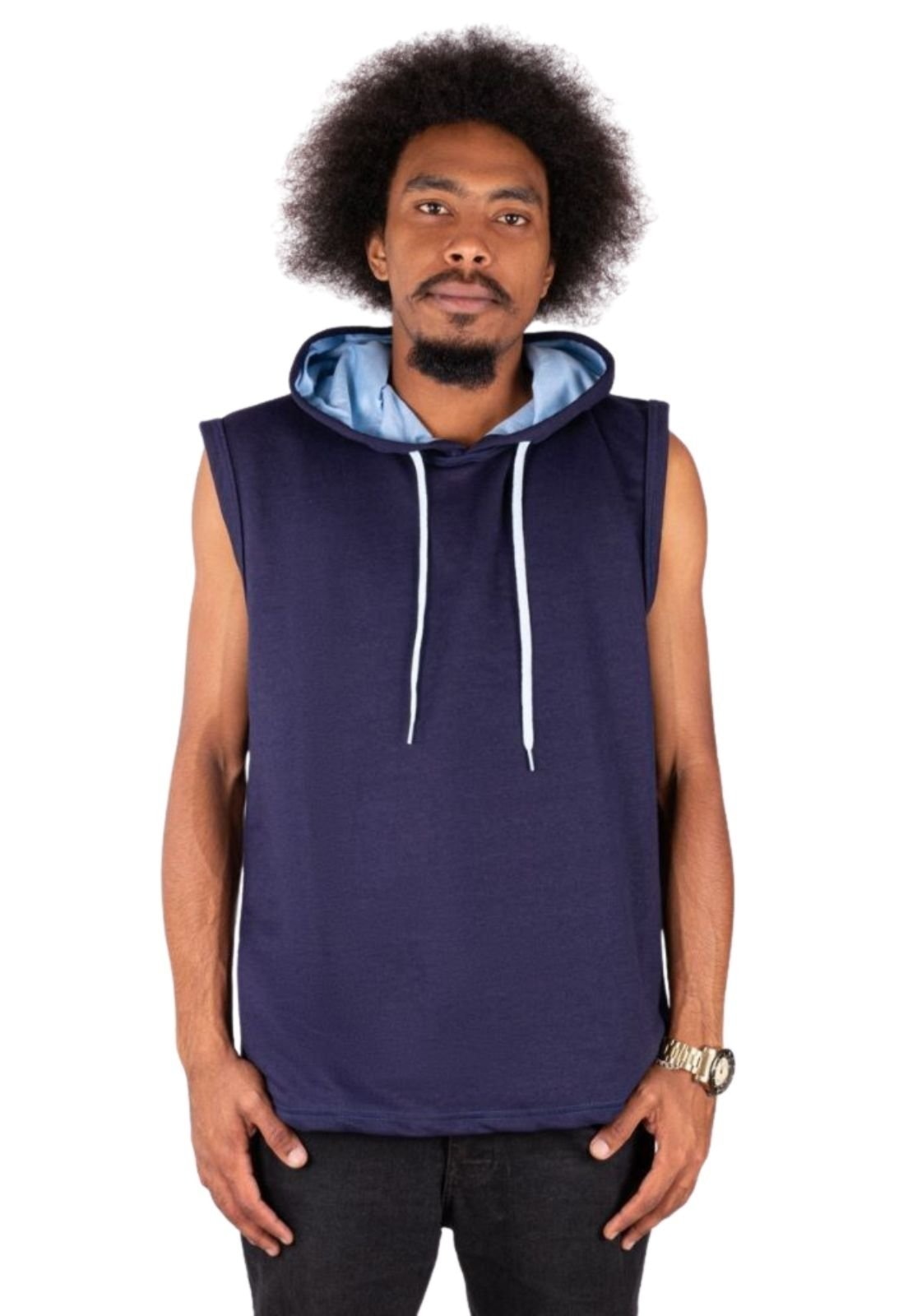 Imagem principal Blusa Regata De Moletinho Lisa Masculino Relaxado azul marinho