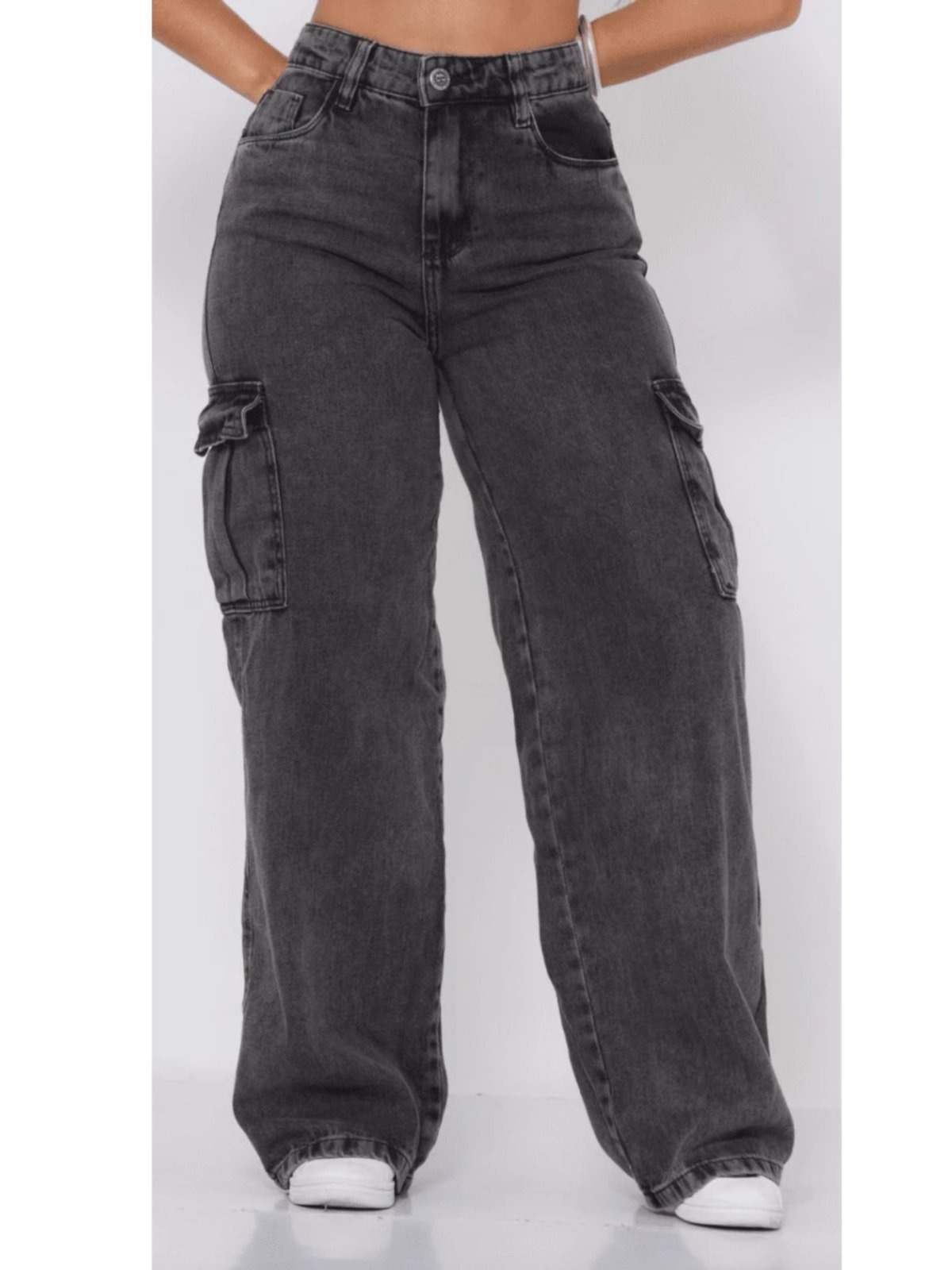 Imagem principal Calça Widleg Cargo CCW CENTRAL Casual e Confortavel Ideal Dia a Dia Preto CCW CENTRAL CAPITAL WEAR grafite/jeans