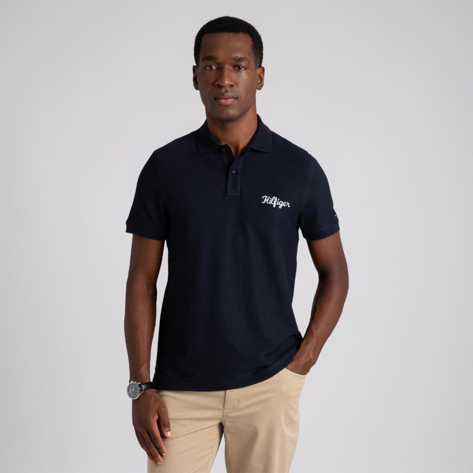 Imagem principal Polo Logo Cursivo Regular Fit - EEG Tommy Hilfiger azul marinho