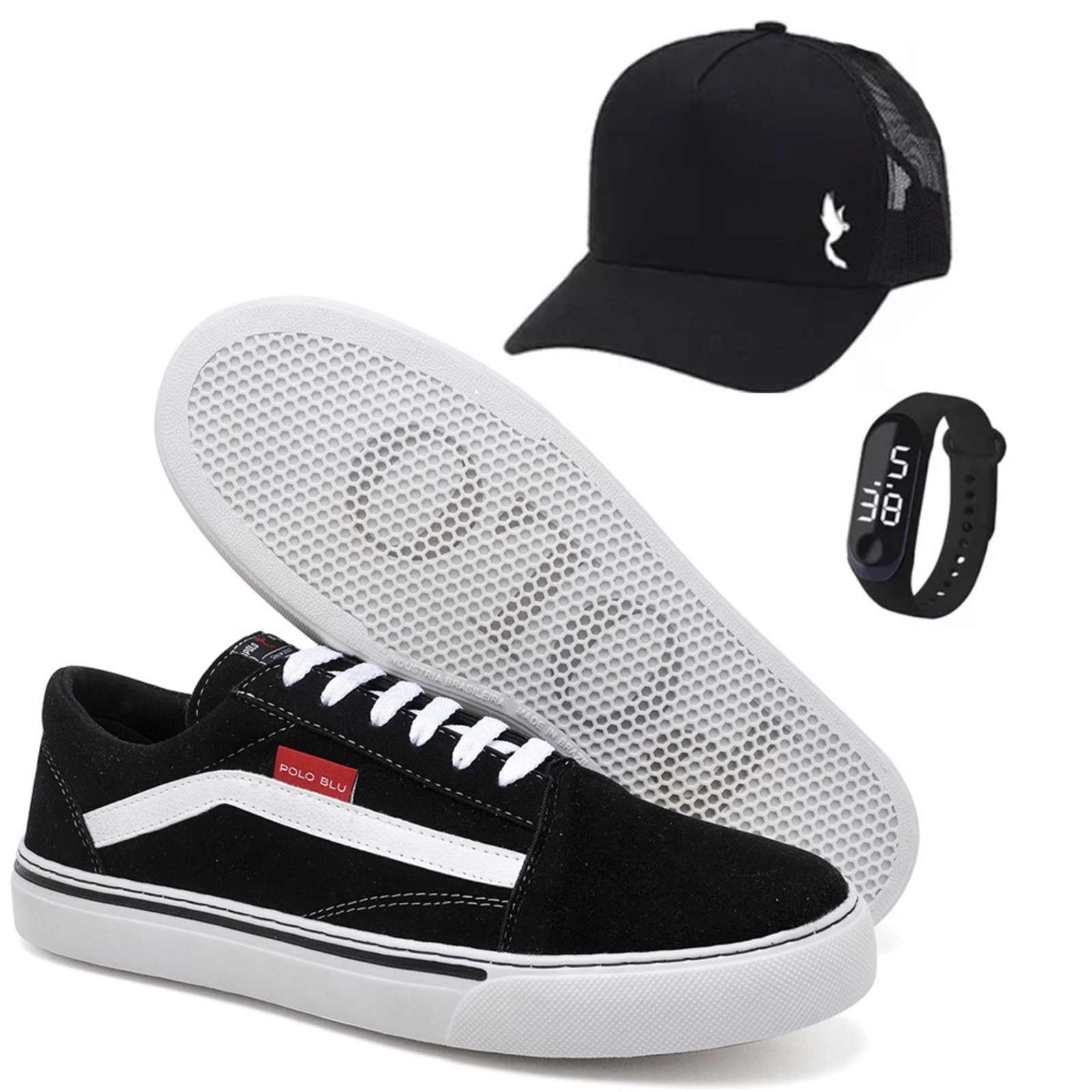 Imagem principal Tenis sapatenis Polo Blu acompanhado Bone e relógio digital do 37 ao 44 Polo Blu preto blu