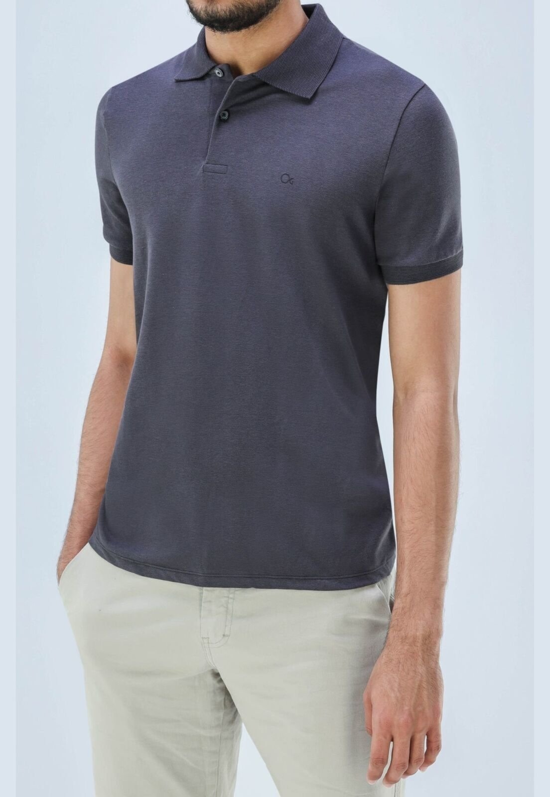 Imagem principal Camisa Polo Basica Casual Ogochi Slim Fit Chumbo Ogochi cinza