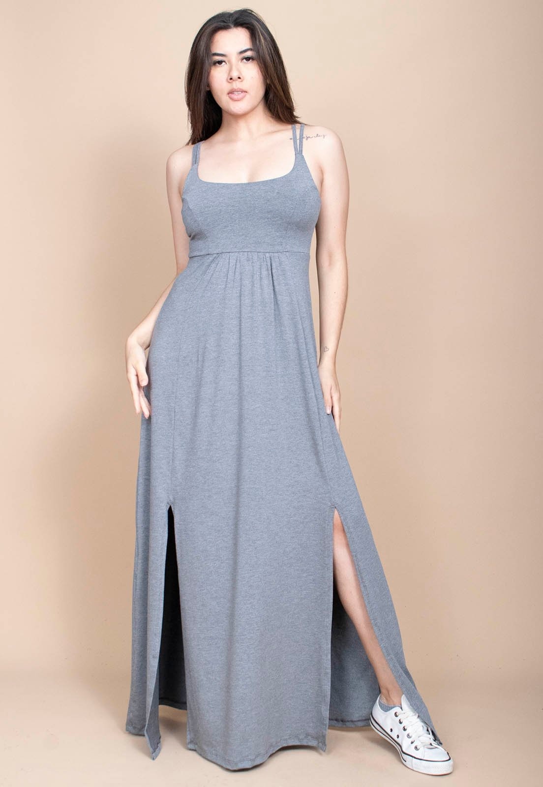 Imagem principal Vestido Cabanafree Longo Malha Mescla Cabanafree cinza