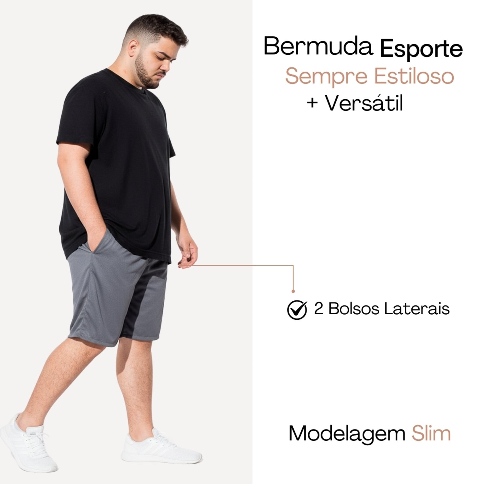 Imagem principal Bermuda Plus Size KS Masculina Esporte Short Treino Academia Tamanho Grande KS cinza