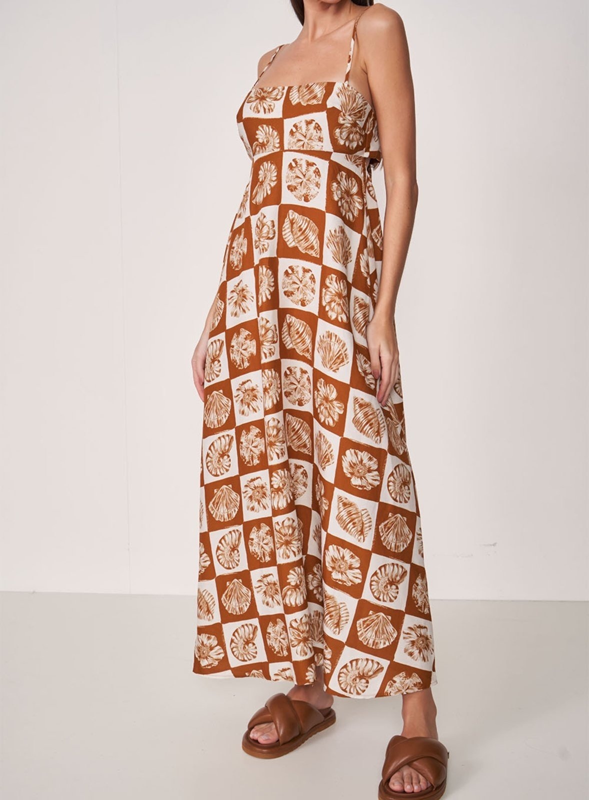 Imagem principal Vestido Midi Conchas Com Linho Yara Colcci Colcci marrom