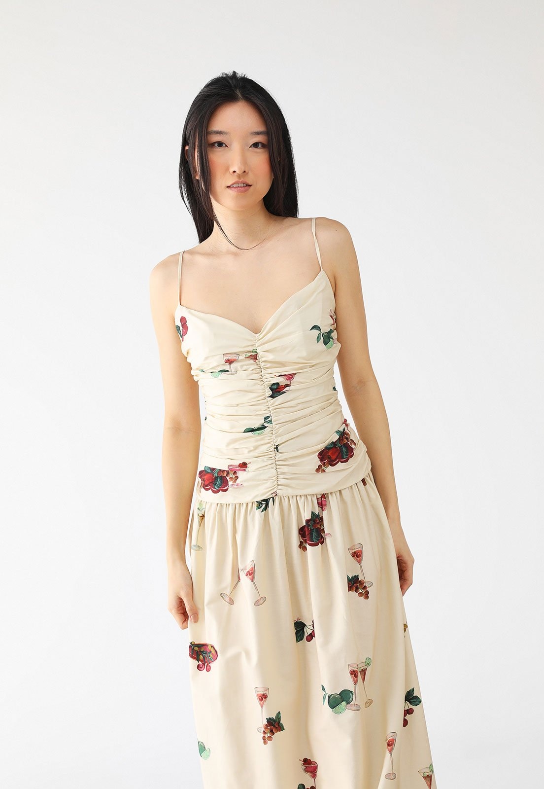 Imagem principal Vestido FARM Longo Cropped Coquetel Tropical Off-White FARM off-white white