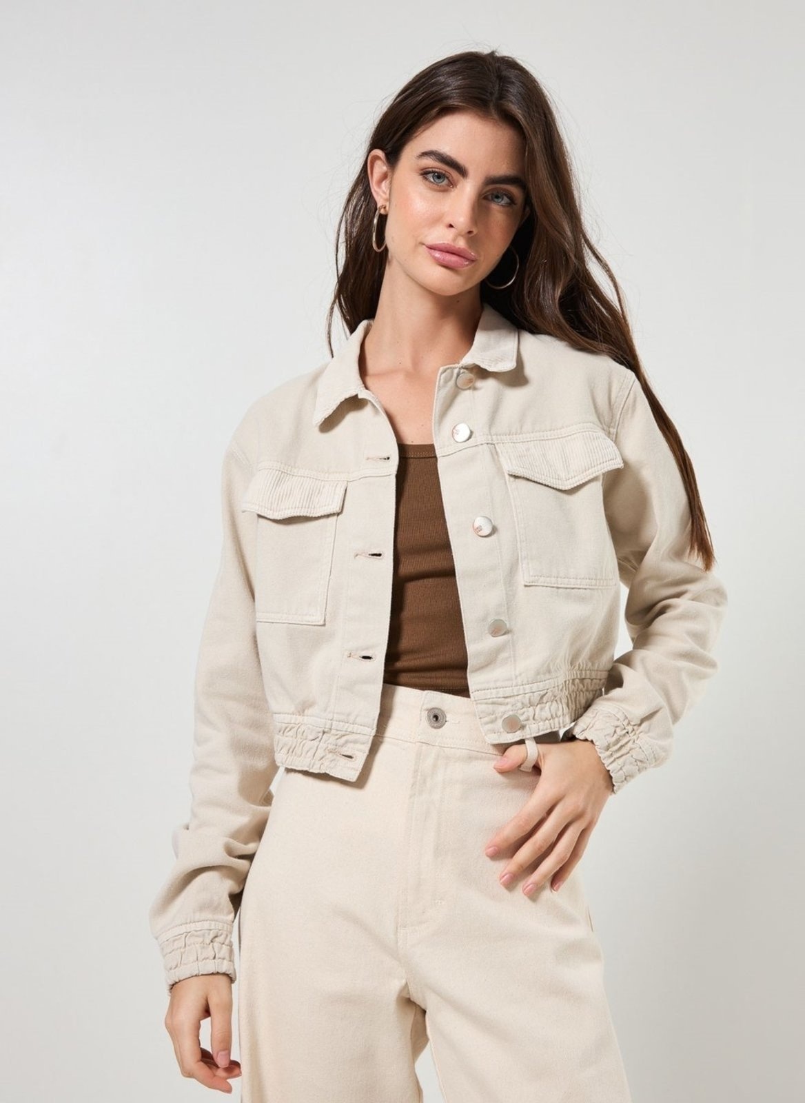 Imagem principal Jaqueta Em Sarja Clara Com Veludo Cotelê Youcom azul