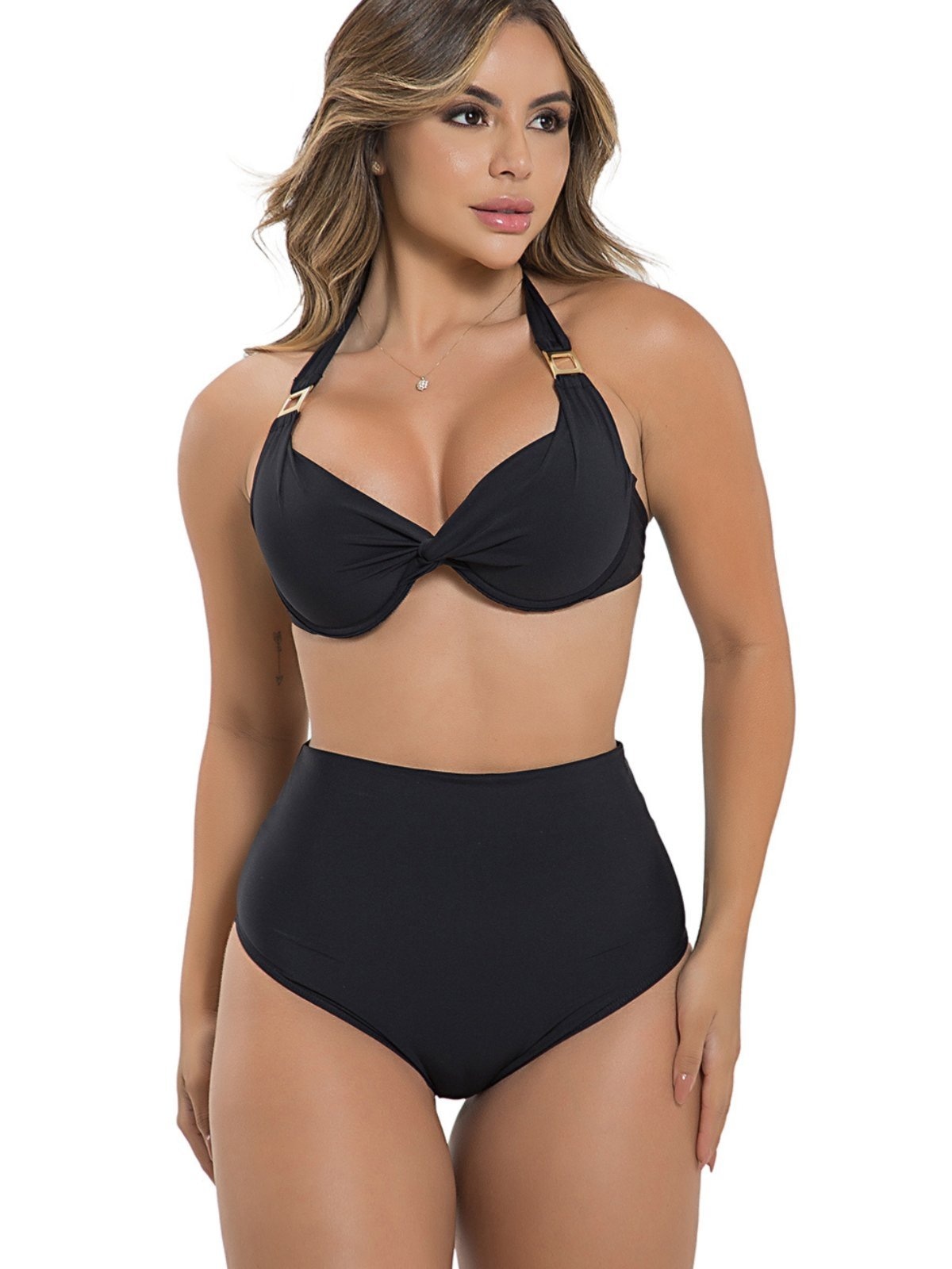 Imagem principal Biquíni Sunquíni Orla da Praia Bojo Meia Taça Calcinha Hot Pant Elegante Orla da Praia preto