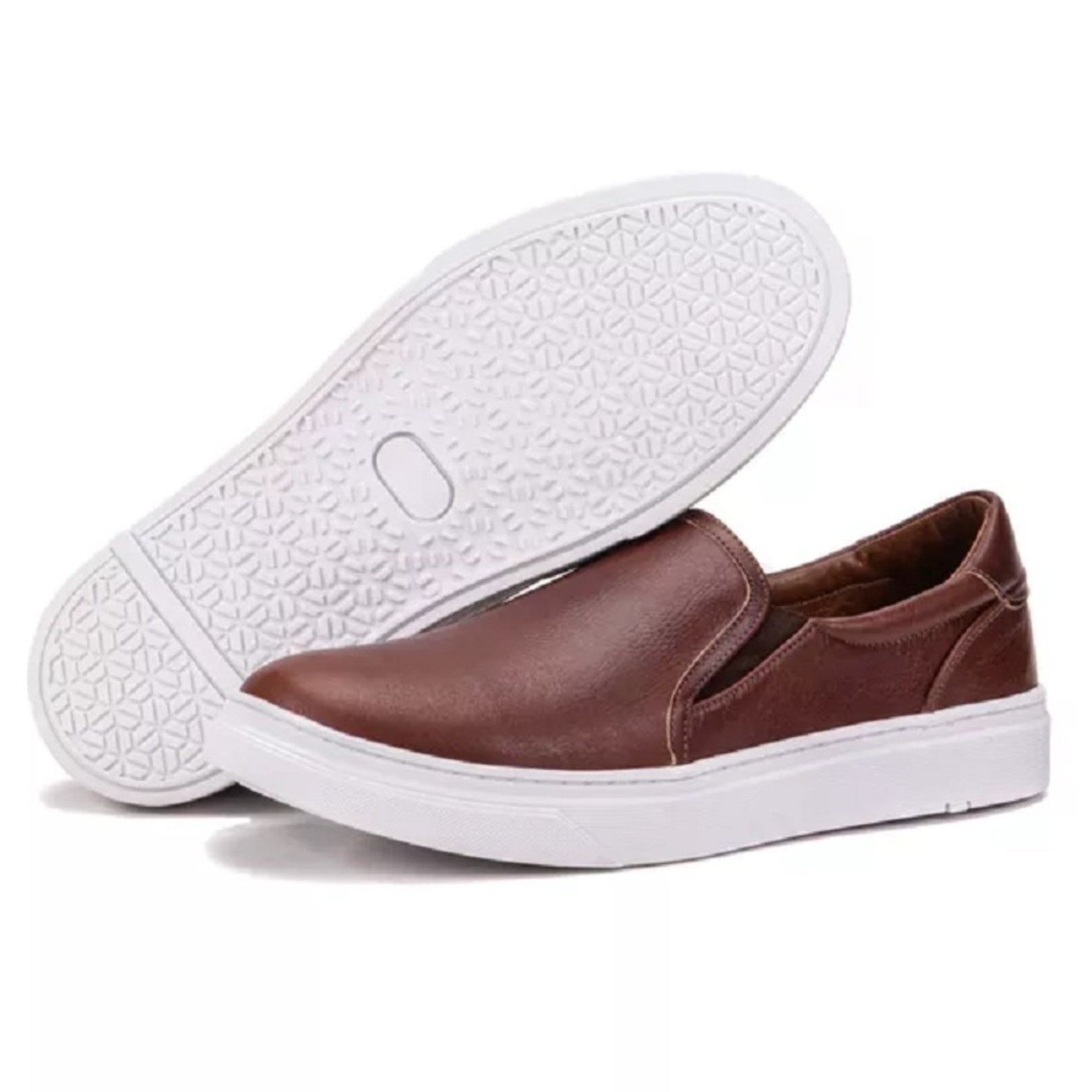 Imagem principal Tênis Slip On Masculino em Couro Casual Dia a Dia Café ZAFREM marrom
