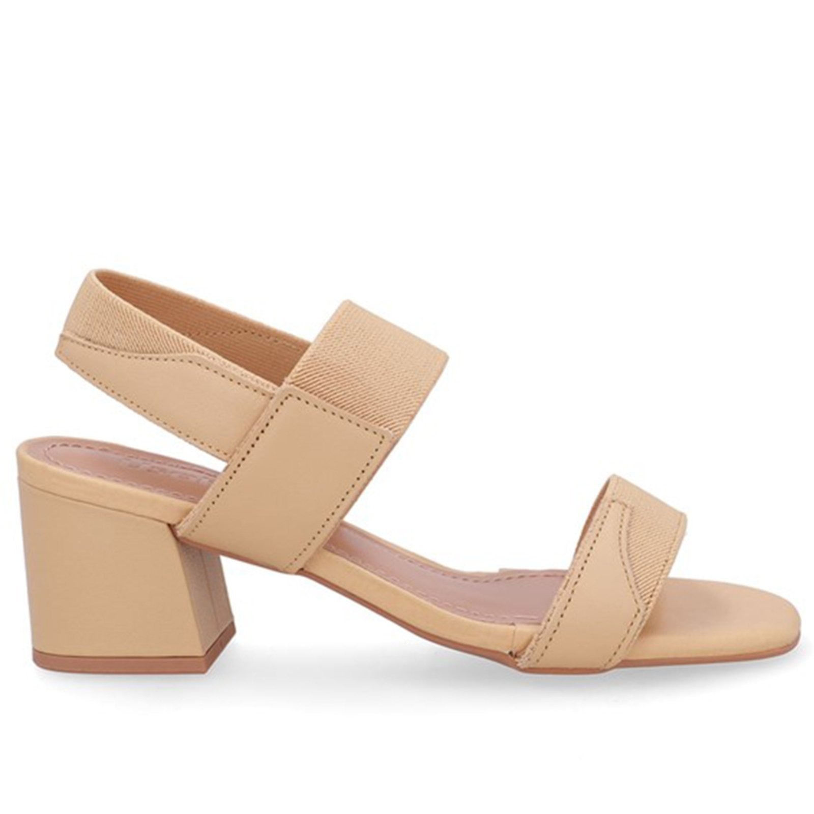 Imagem principal Sandália Couro Bico Quadrado Tira Elástico Usaflex Creme - 004 Usaflex bege