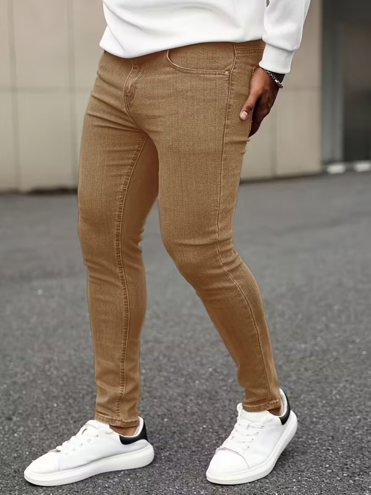 Imagem principal Calça Sarja Masculina Alpha Street Wear Casual e Basica Confortavel Dia a Dia Caqui Alpha Street Wear cáqui caqui