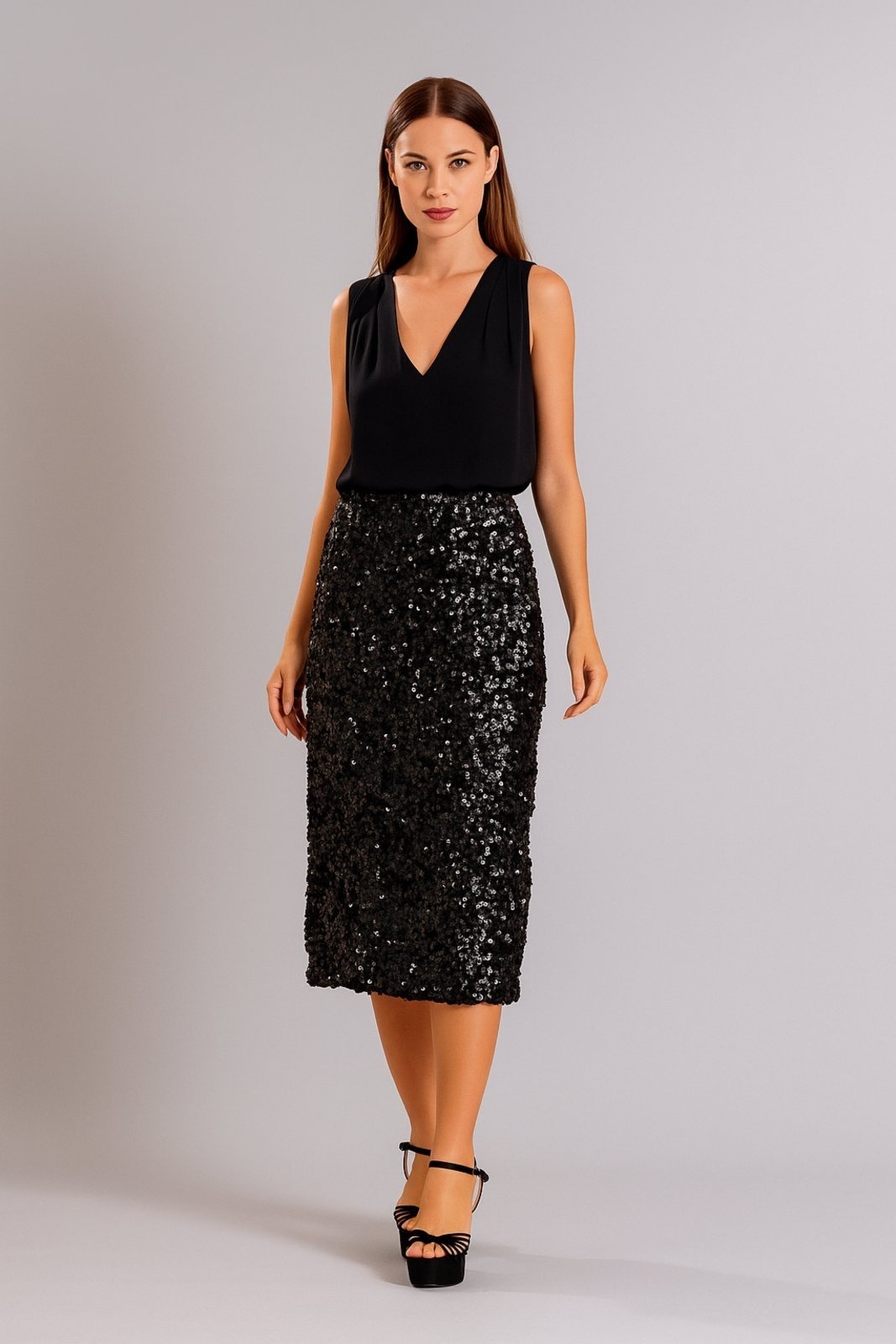 Imagem principal Saia Midi D Bell Outlet Fashion Paête Preta D BELL OUTLET FASHION preto