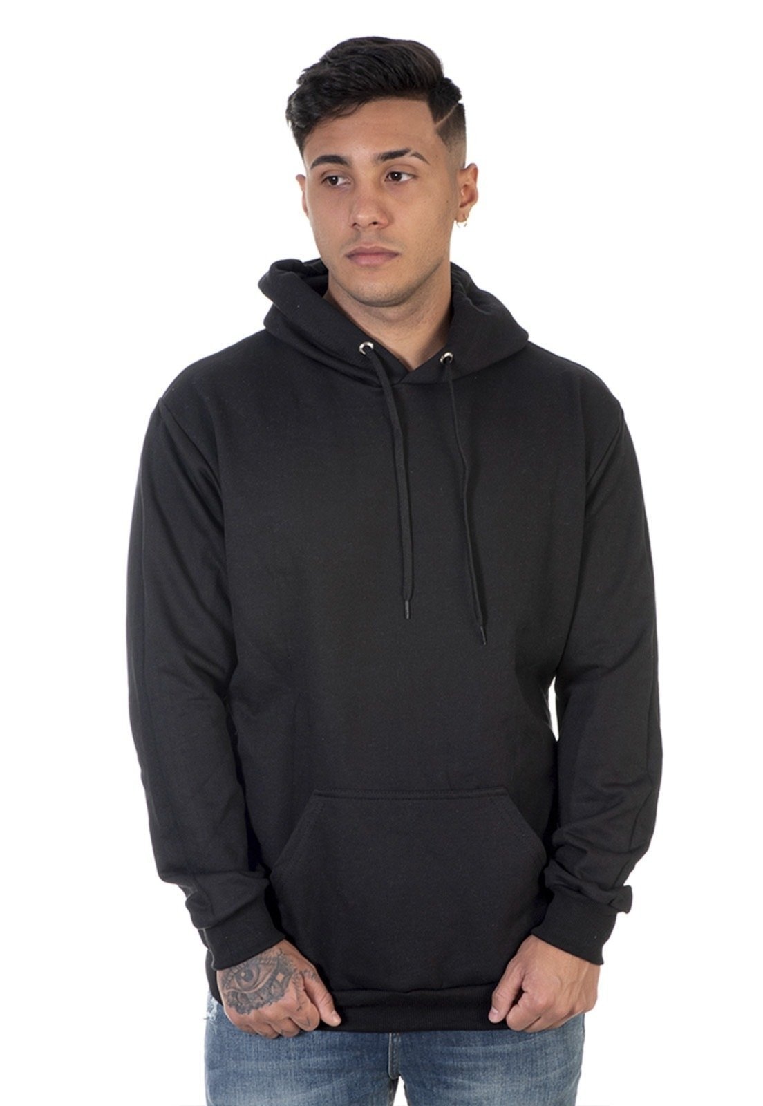 Imagem principal Moletom Masculino Lavini Canguru Blusa De Frio liso Com Capuz Lavini Shoes preto