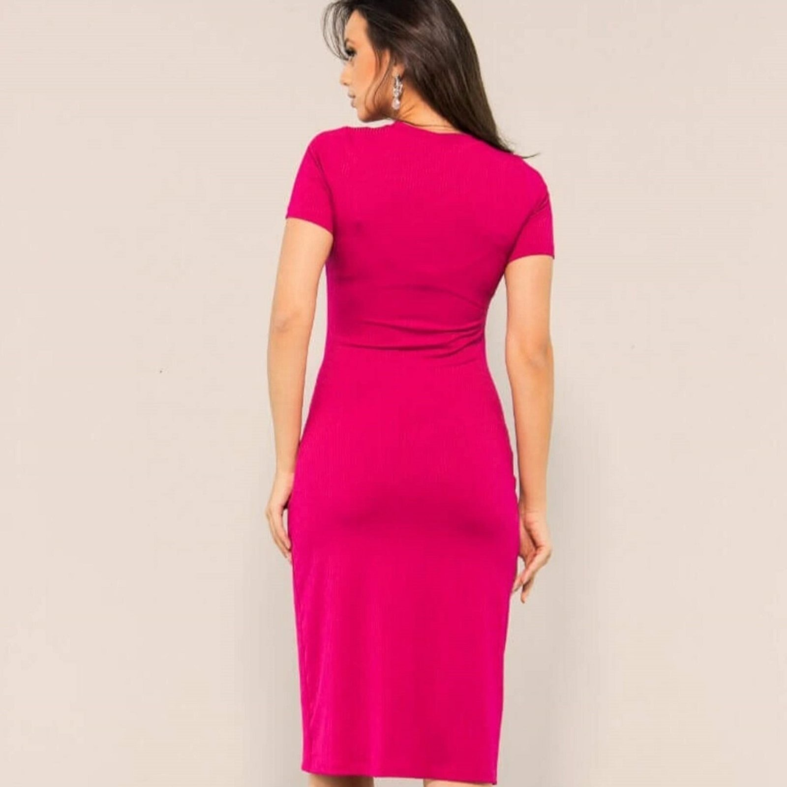 Imagem principal VESTIDO CANELADO COM TRESPASSE MANGA CURTA PINK Art Livre preto pink