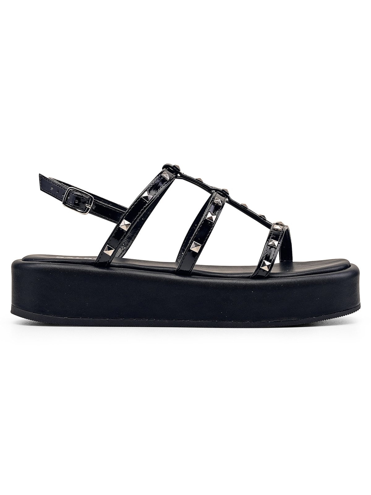 Imagem principal Sandália Papete Verniz Spike Prata Salook preto