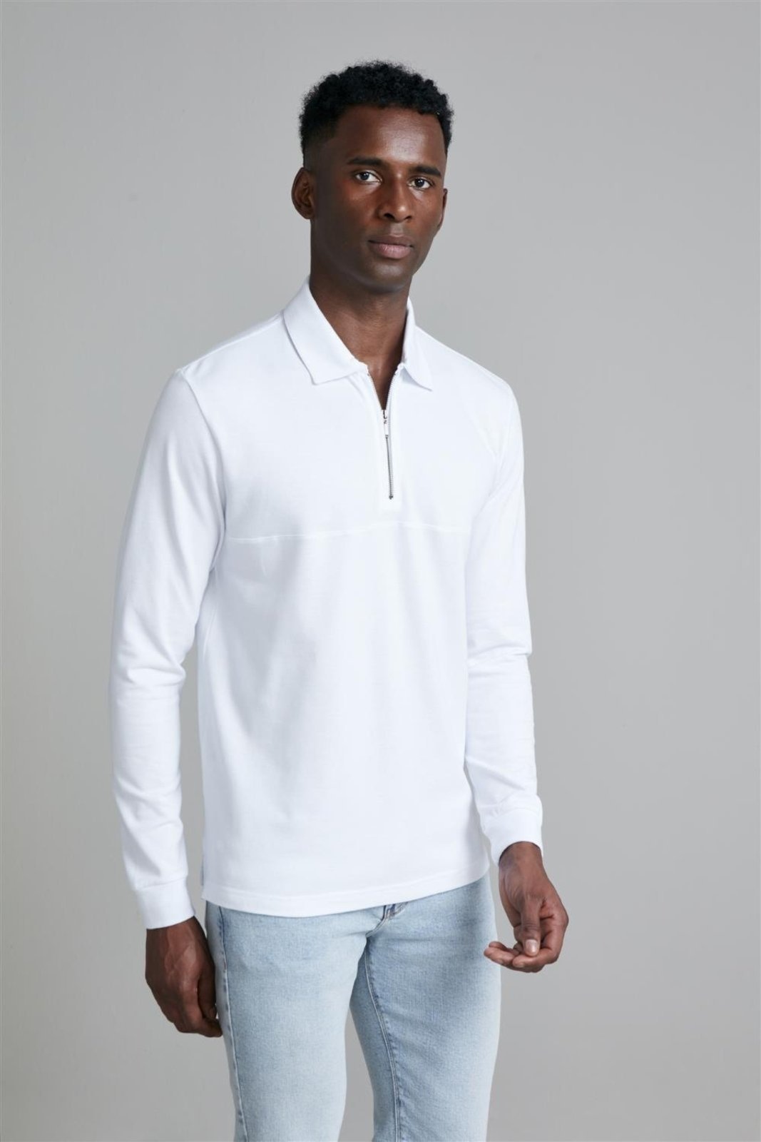 Imagem principal HIGHSTIL Camisa Polo Manga Longa com Zíper Piquet Comfort HIGHSTIL branco