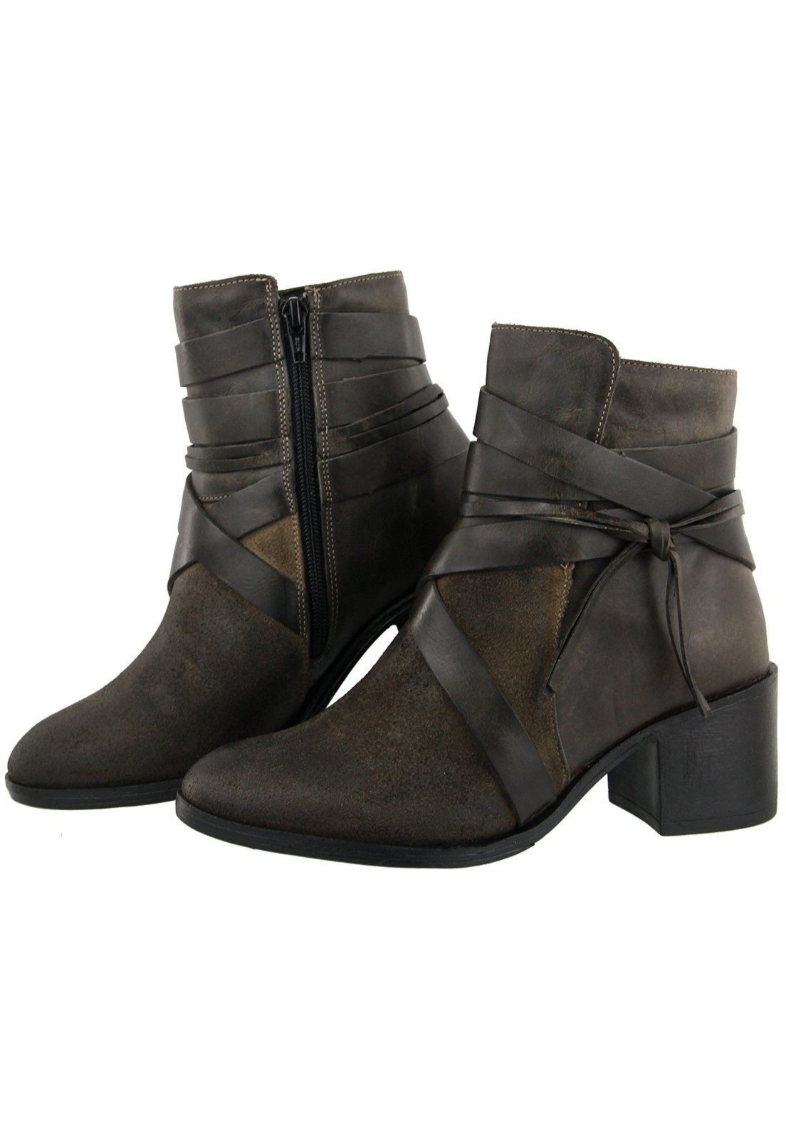 Imagem principal Bota Tranças em Couro Conforto Cano Médio Maria Paula Oliva MARIA PAULA verde oliva