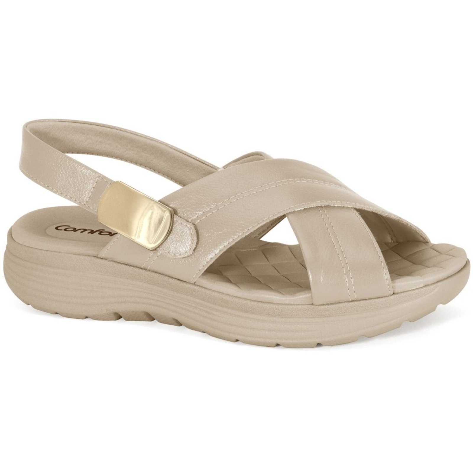 Imagem principal Sandália Feminina Couro Sola EVA Comfortflex 2543405-3 Comfortflex bege