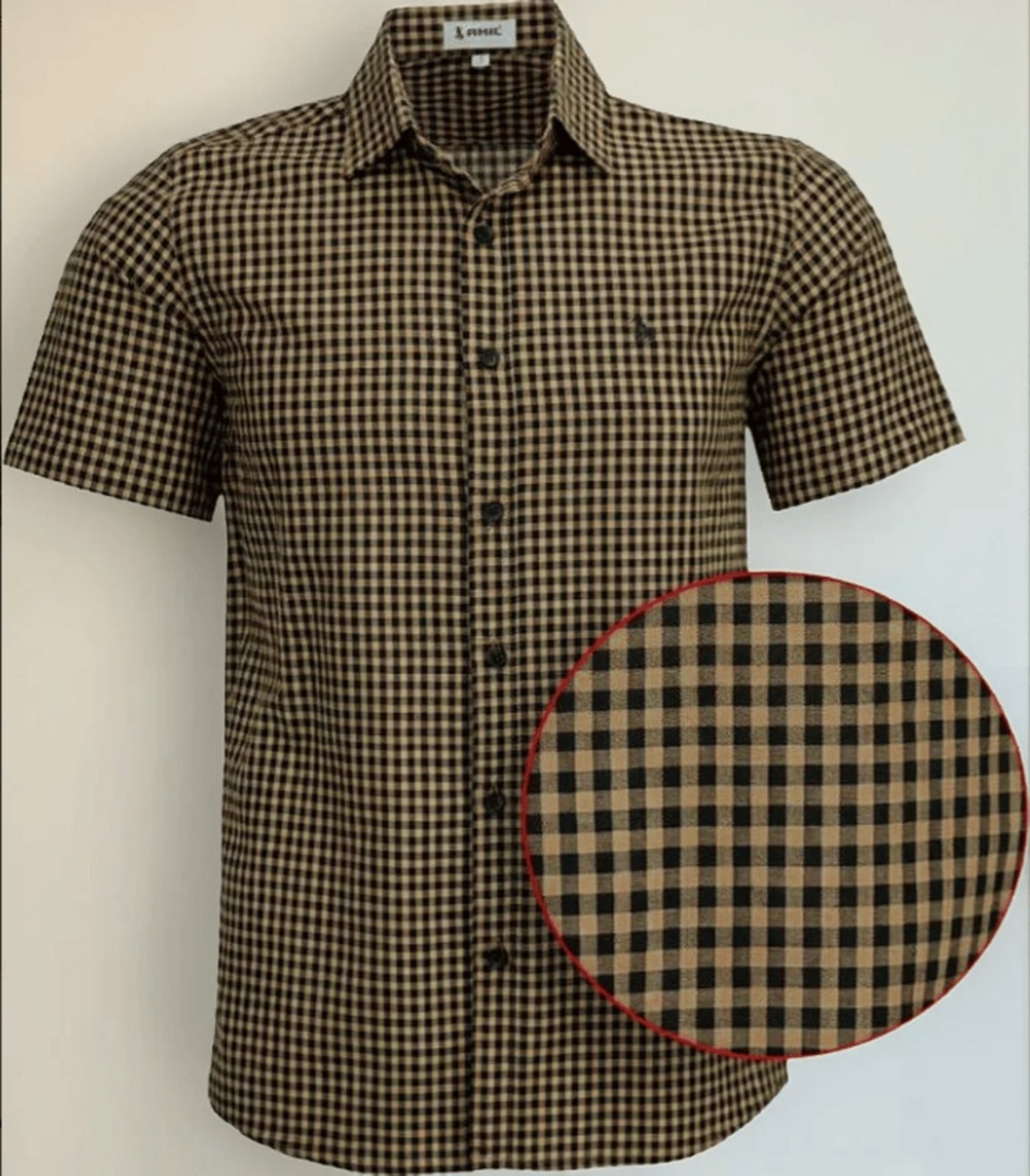 Imagem principal Camisa Amil Micro Xadrez Comfort Retry Algodão Macia Manga Curta Luxo Ocre Amil amarelo ocre