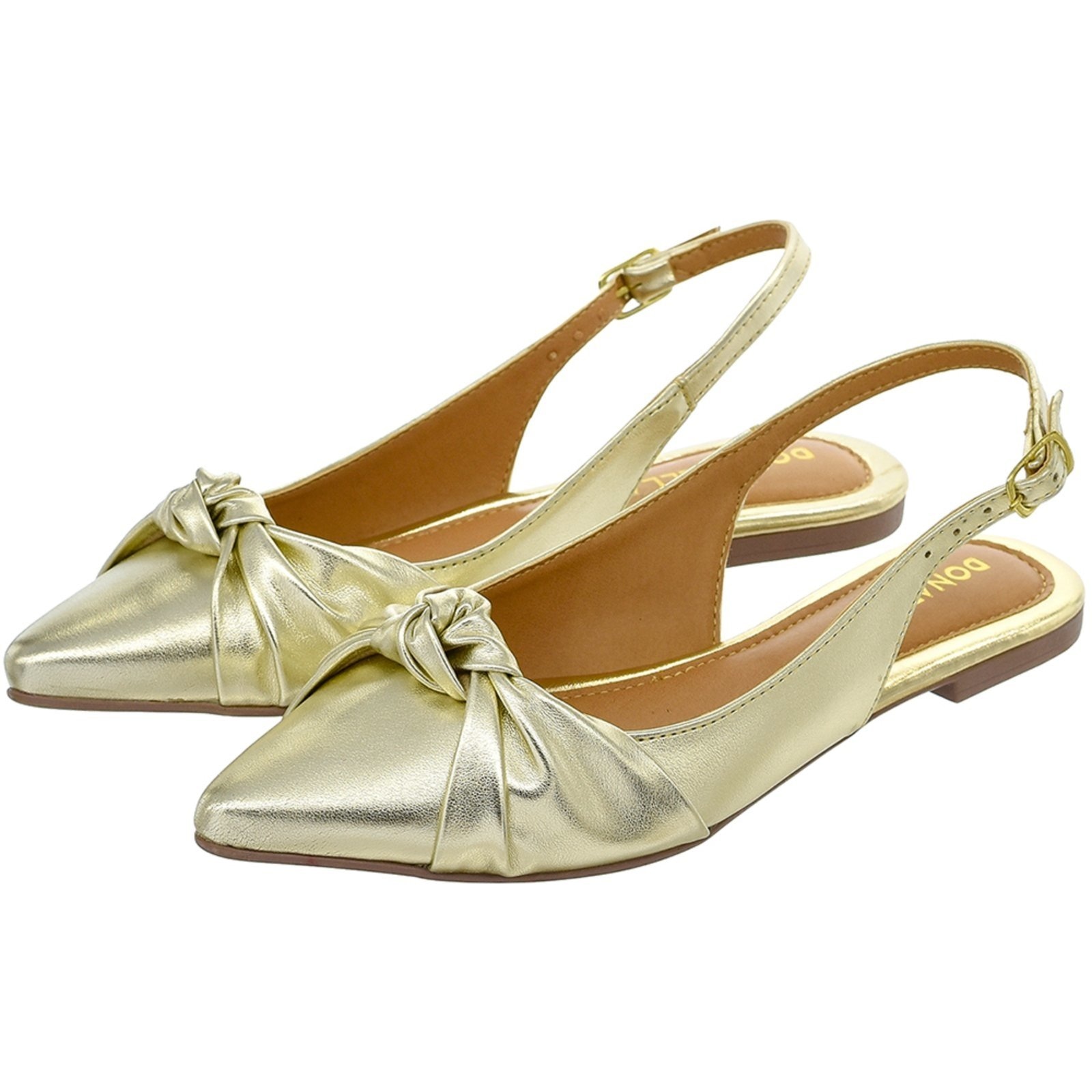 Imagem principal Sapatilha Feminina Bico Fino Mule Slingback CM Calçados Nó Ouro Light Monte Shoes dourado