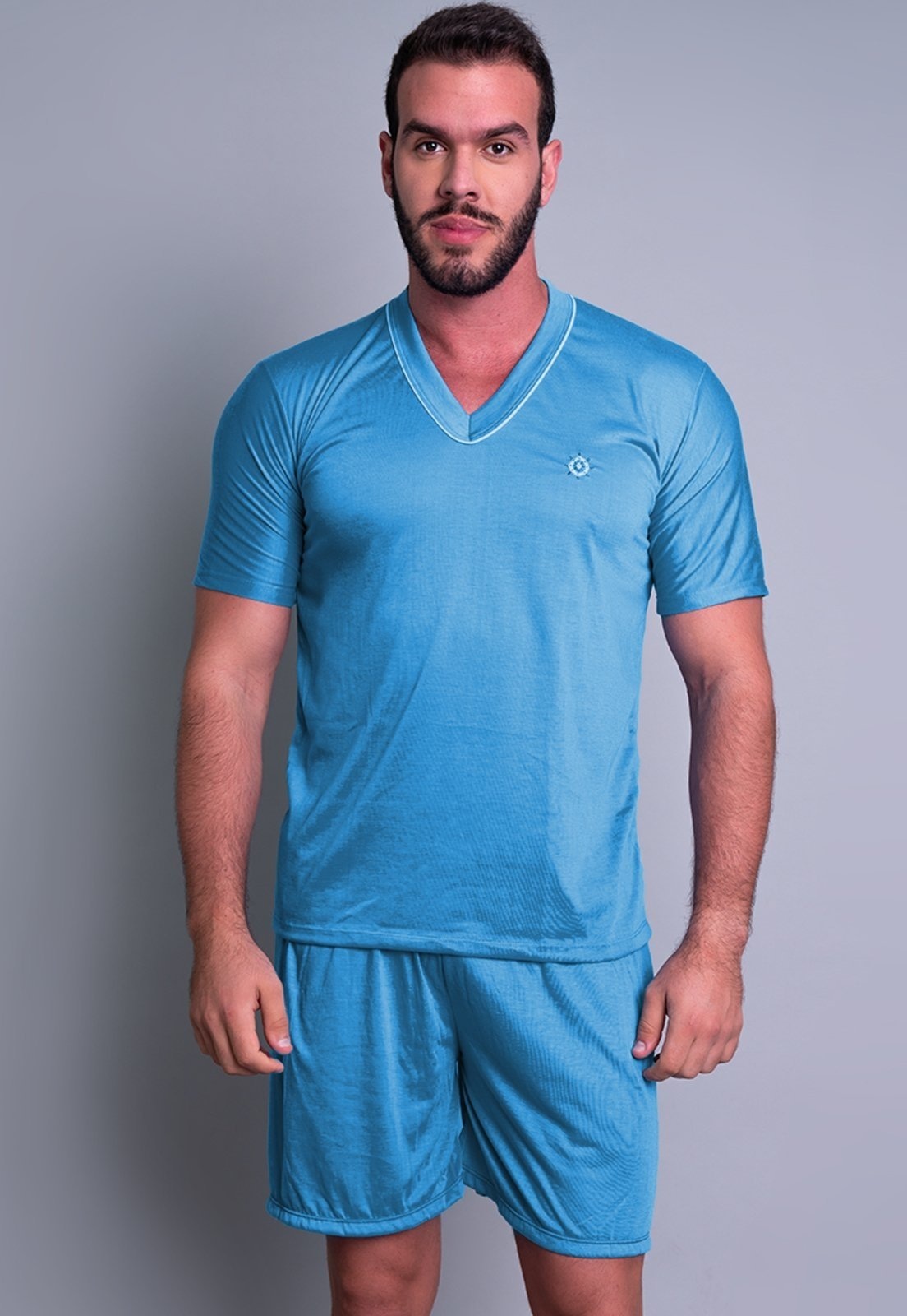 Imagem principal Pijama MVB Modas Adulto Curto Manga Curta e Short Claro Mvb Modas azul