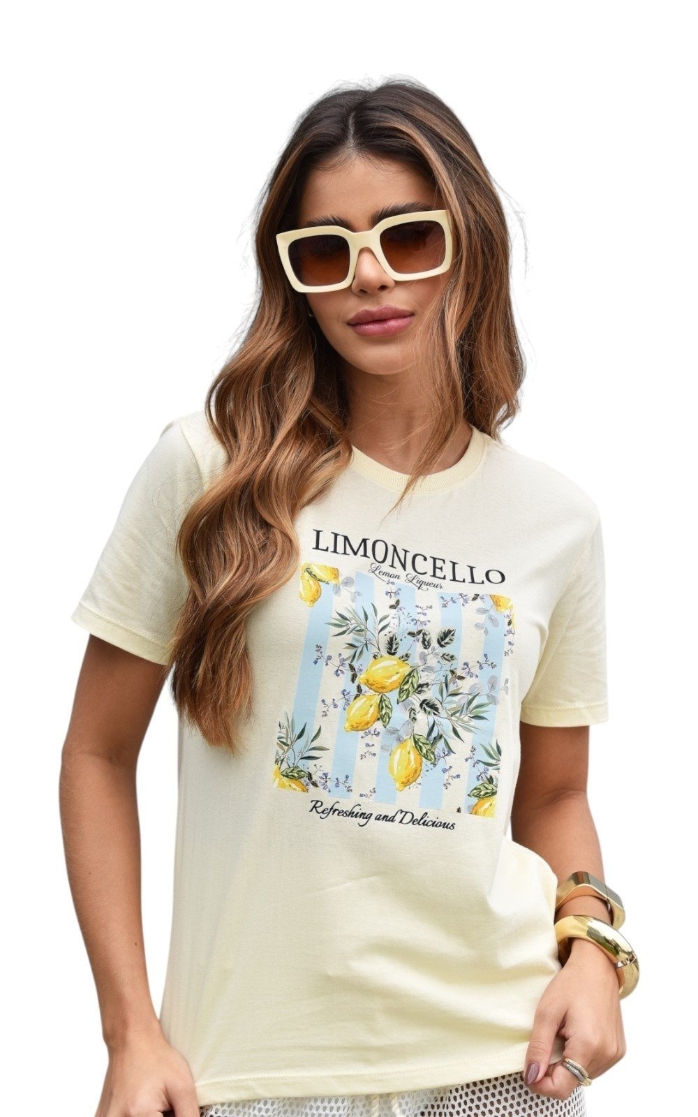 Imagem principal Camiseta Feminina Cianitas Amarela Estampa Limoncello Cianitas amarelo