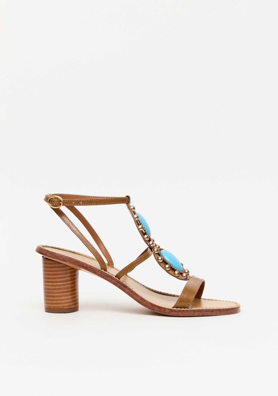 Imagem principal Sandália Salto Bloco Couro Pedraria Lança Perfume marrom