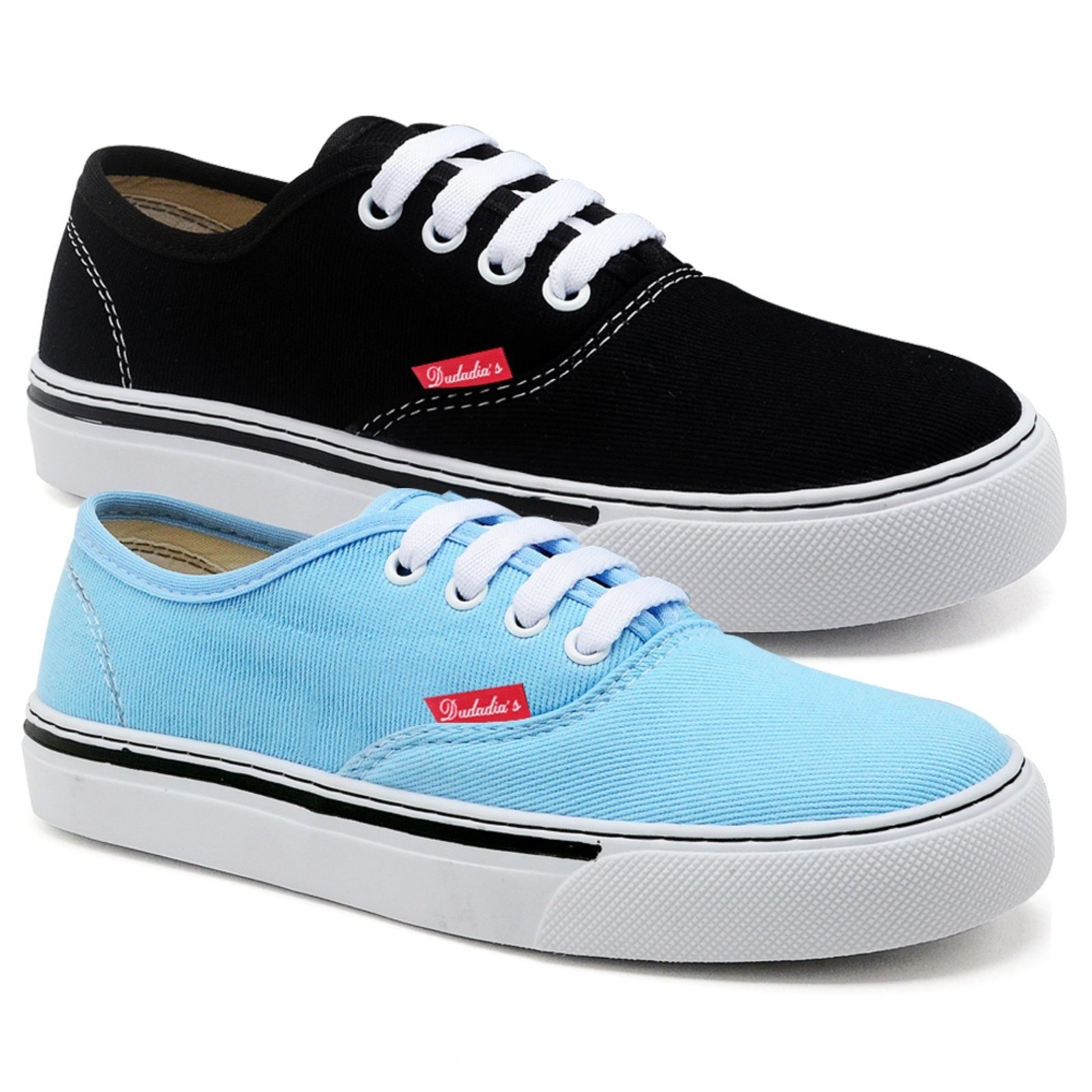 Imagem principal Tenis Feminino Casual Kit 2 Pares Leve em Lona Preto e Azul Polo Blu preto azul