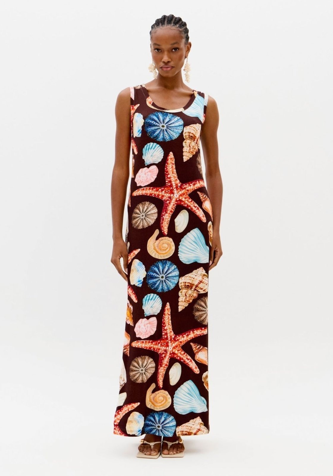 Imagem principal Vestido Super Midi Estampado Com Fenda Lança Perfume marrom