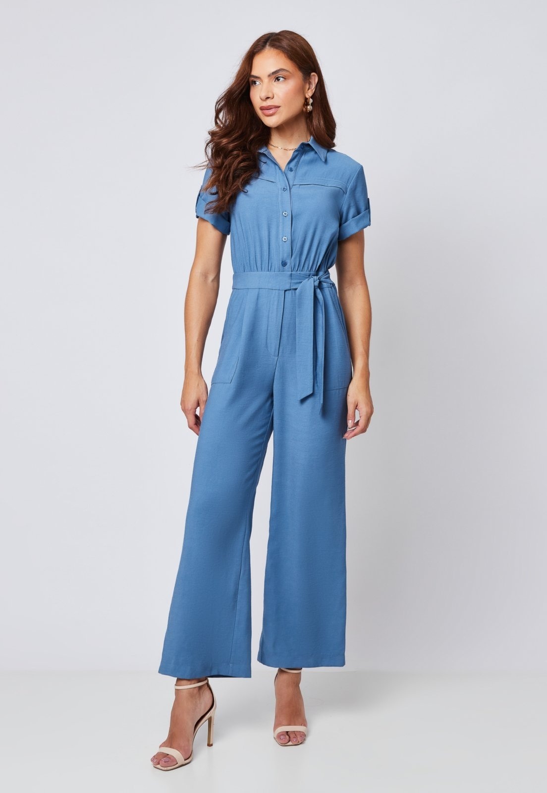 Imagem principal Macacão Utilitário Miss Joy 8124 Alfaiataria Jeans MISS BY JOY azul