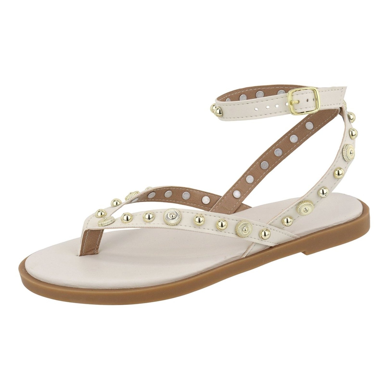 Imagem principal Rasteira Sandália Feminina Bolinhas Estilosa Lançamento Off White TELLINI STORE off-white white