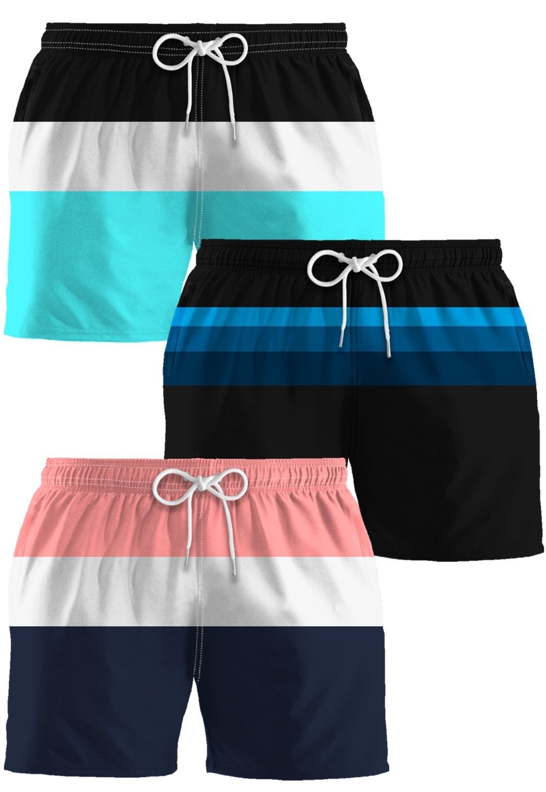 Imagem principal Kit 3 Bermudas Tactel Masculinos Listrados Pra Academia Dulk estampado