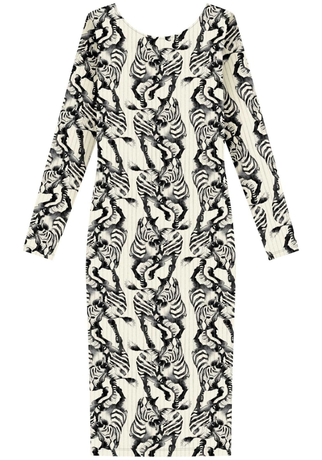 Imagem principal Vestido Lez a Lez Midi Estampado De Mangas Longas Em Malha Canelada Lez a Lez verde