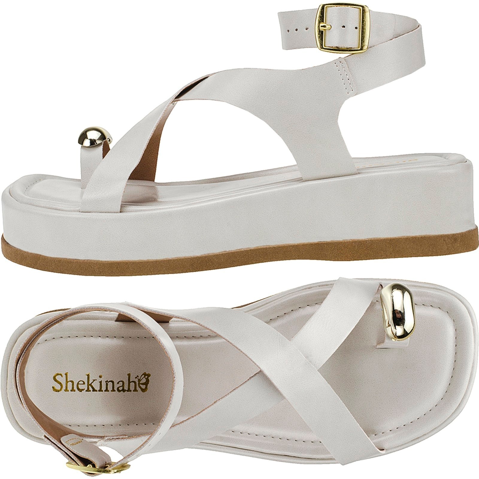 Imagem principal Papete Feminina Chinelo Tamanco Feminino Flatform Shekinah Tiras Cruzadas Confortável Moderno Macio Moda Off White Shekinah off-white white