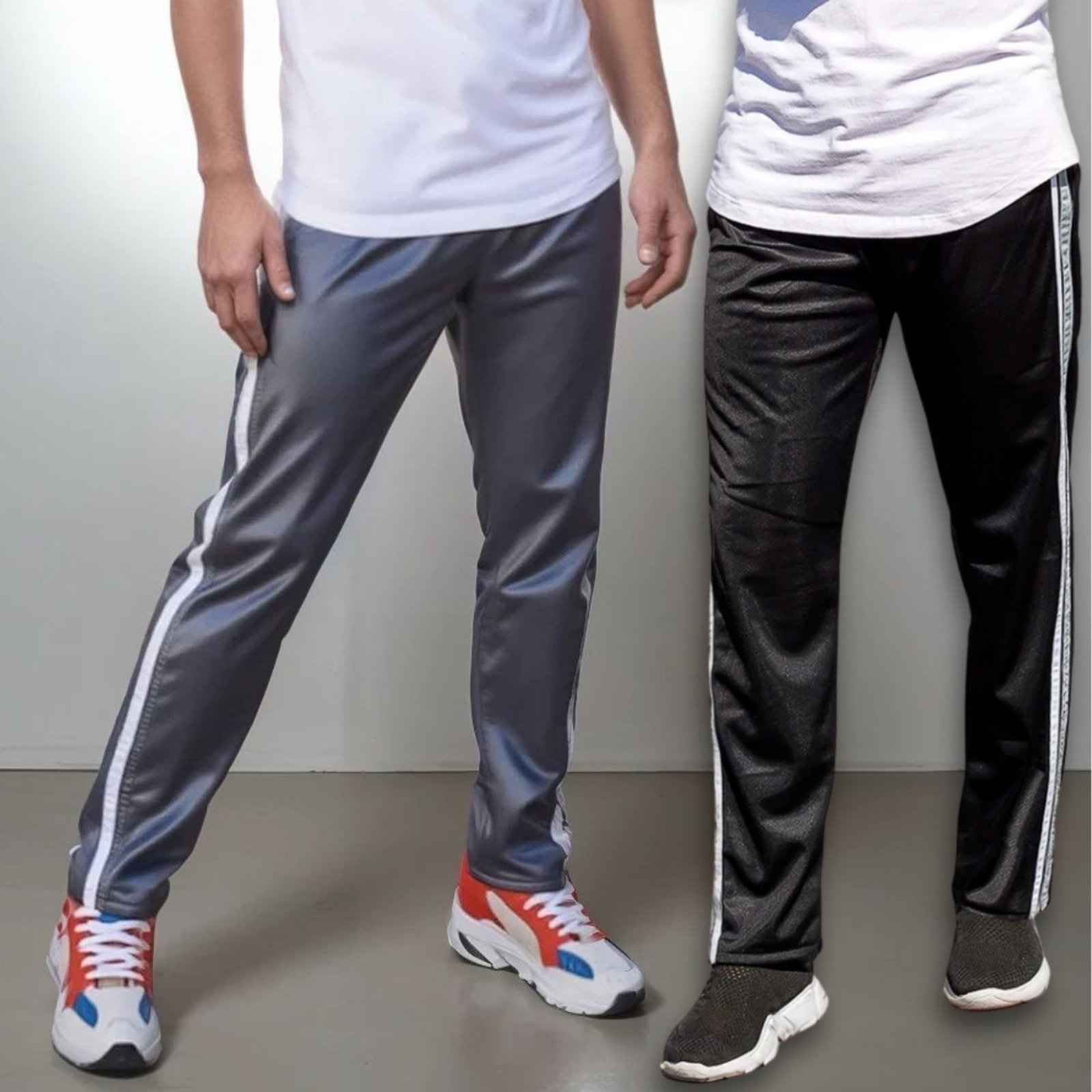 Imagem principal KIT 2 Calças Masculina Frent's Tecido Helanca Com Listra Lateral Bolso Traseiro Frent's cinza/grafite/preto