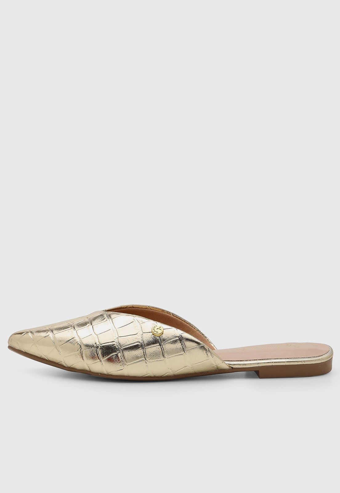 Imagem principal Sapatilha Feminina VIA UNO Mule Bico Fino Croco Metalizada Dourada VIA UNO dourado