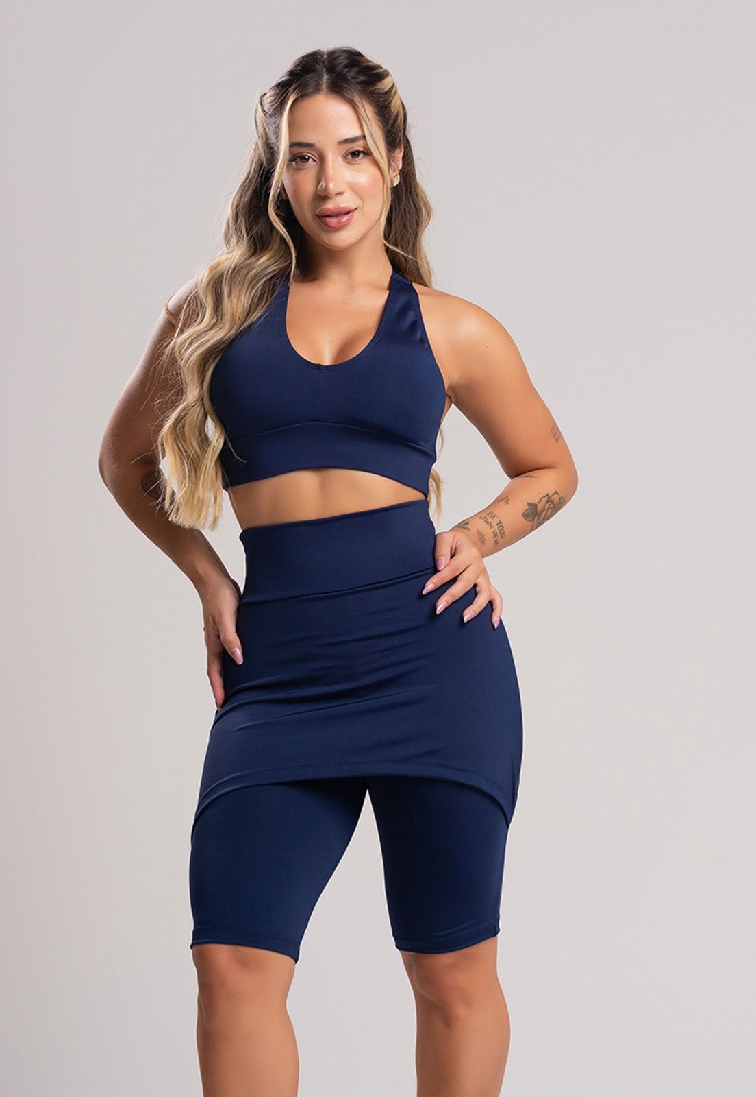 Imagem principal Bermuda MVB Modas Lisa Saia Tapa Bumbum Cintura Alta Marinho Mvb Modas azul/azul marinho azul