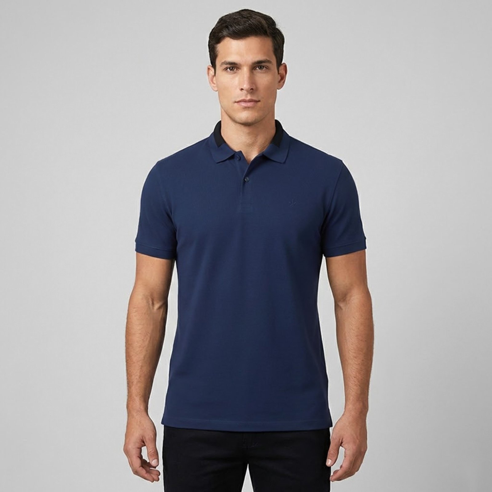 Imagem principal Camisa Polo Dudalina Jacquard Gola In26 Masculino Dudalina azul