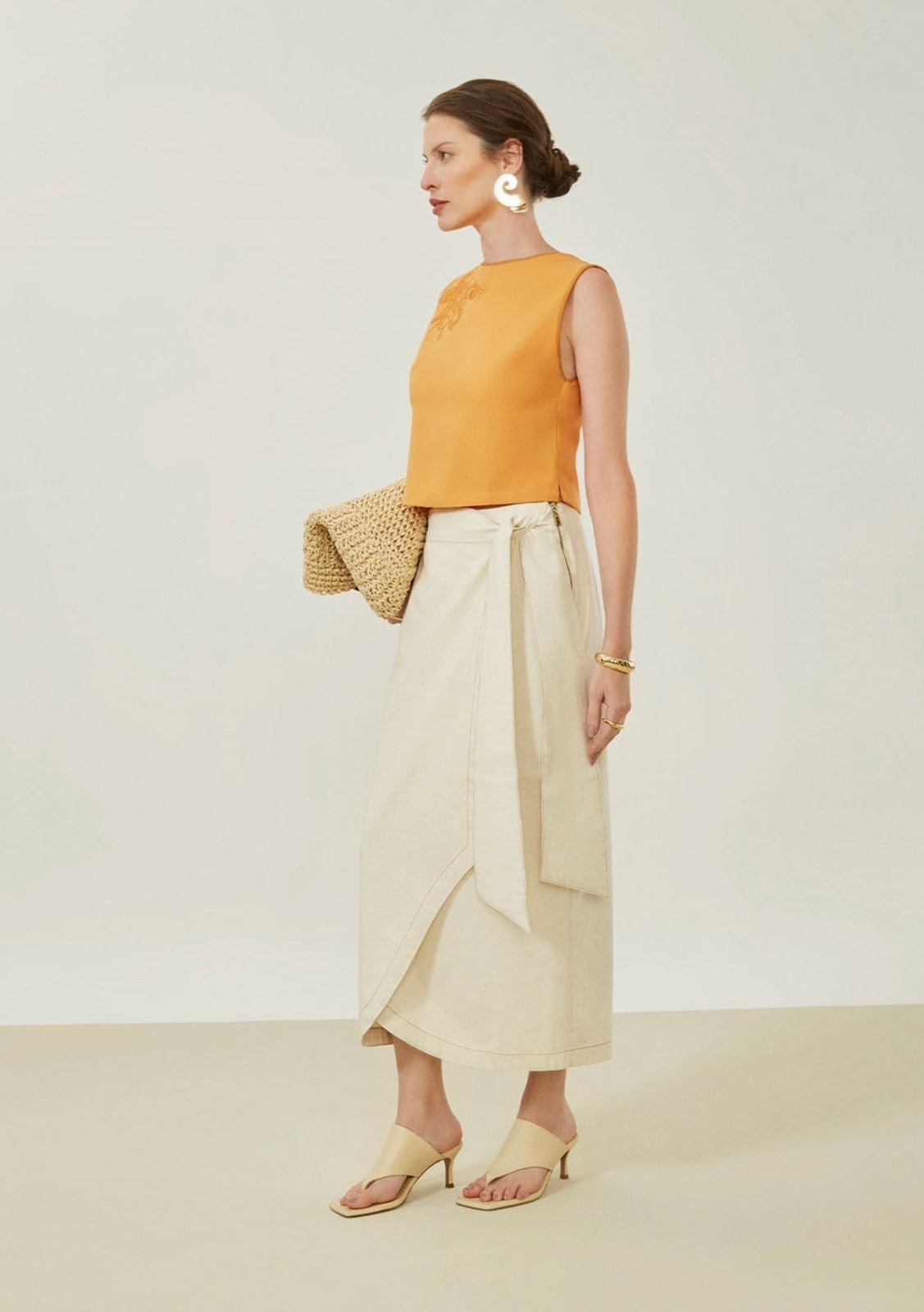 Imagem principal Saia Maria Valentina Reta Alta Midi Off-white Maria Valentina off-white white