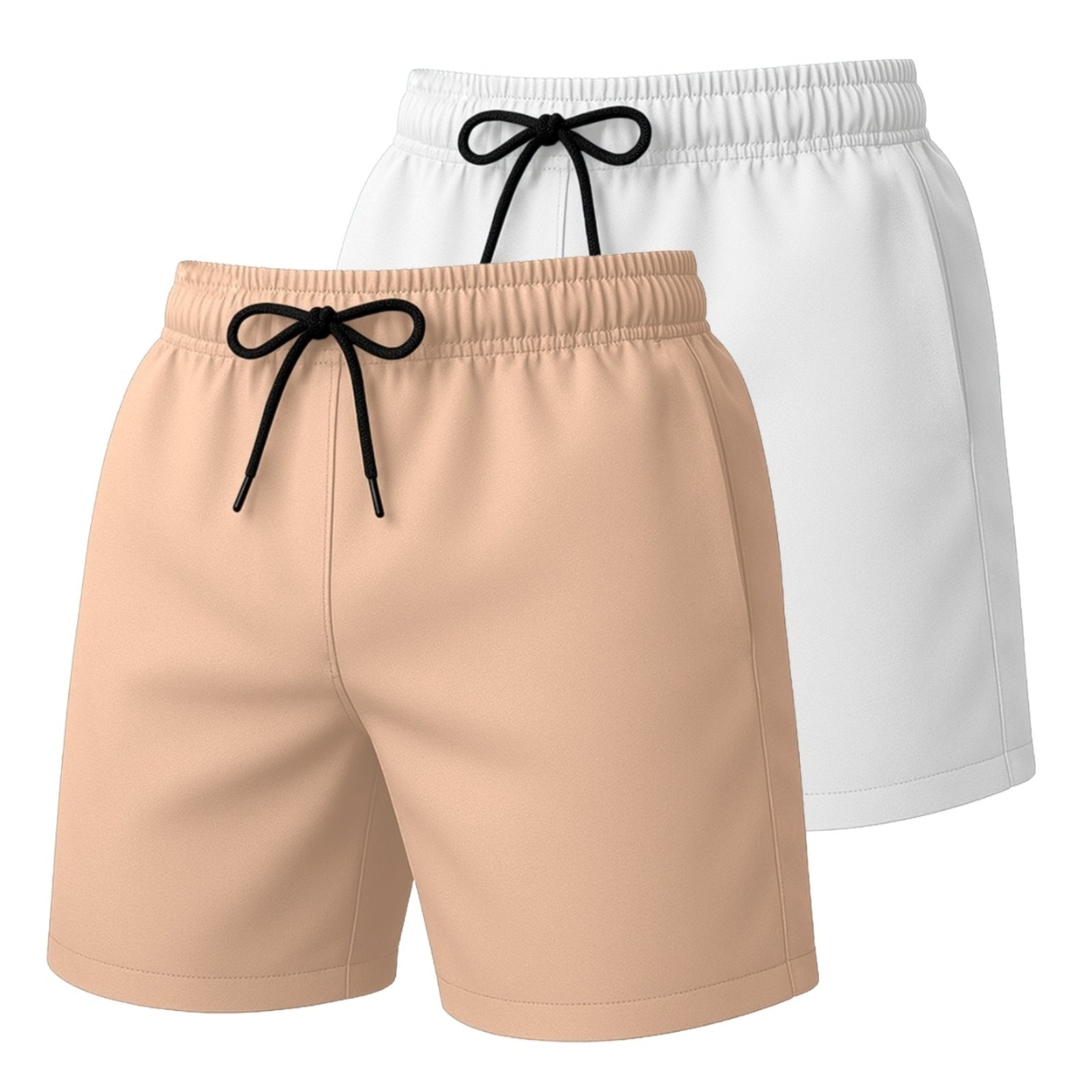 Imagem principal Kit 2 Short Tactel Elastano Moda Praia Masculino Bermuda Lisa Relaxado branco