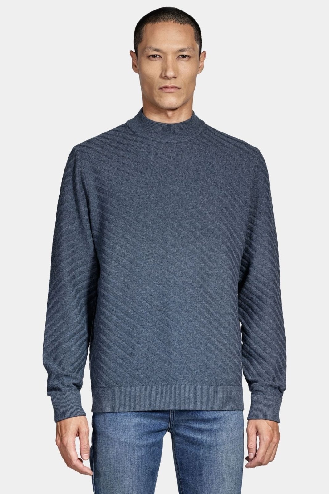 Imagem principal Tricot Aramis Manga Longa Gola Midi Listra Diagonal Aramis azul