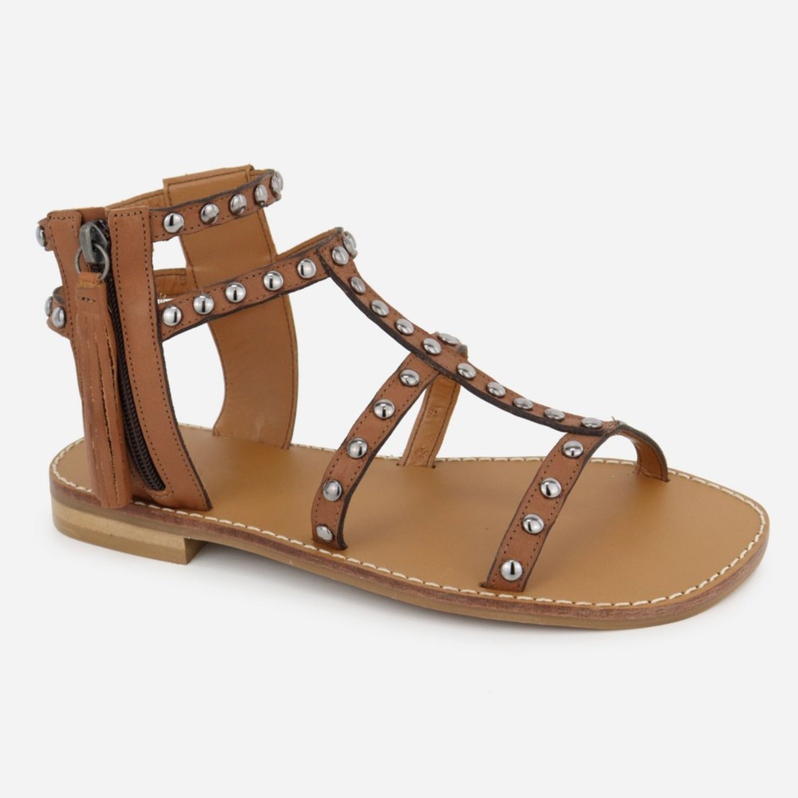 Imagem principal Sandália Rasteira Couro Maria Paula Zíper MARIA PAULA caramelo