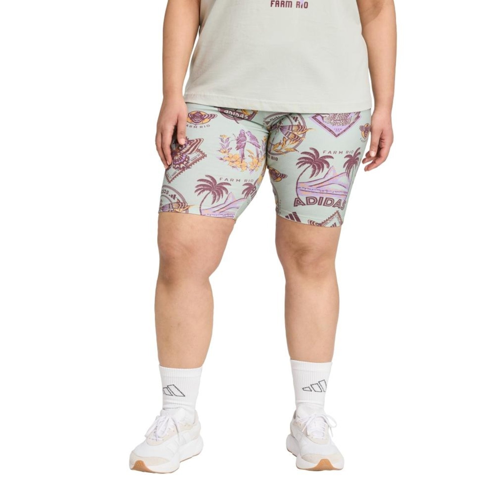 Imagem principal Shorts Ciclista adidas x FARM (Plus Size) adidas Sportswear Adidas cinza