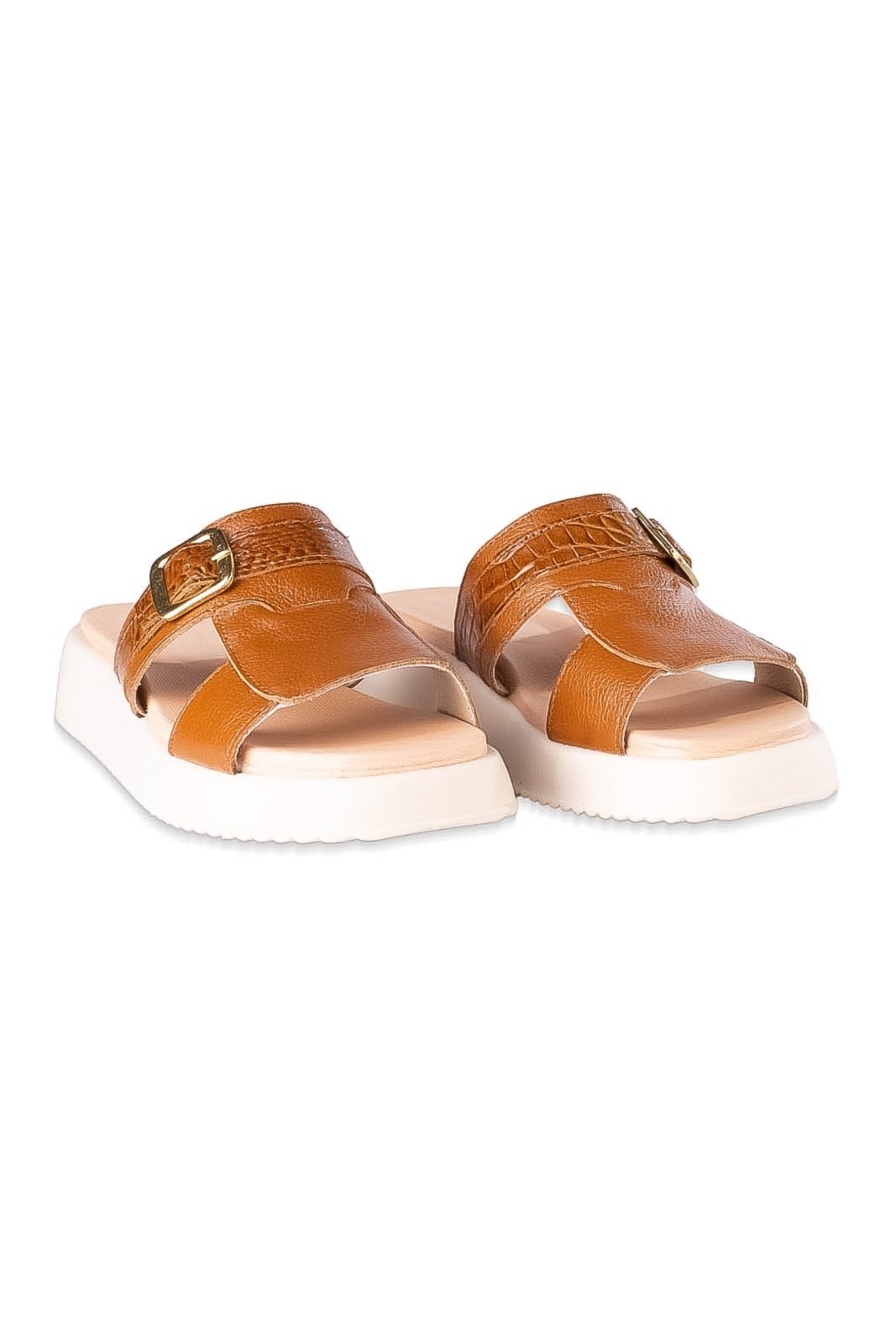 Imagem principal Papete de couro feminina detalhe de fivela Sienna Andrea Vinci caramelo