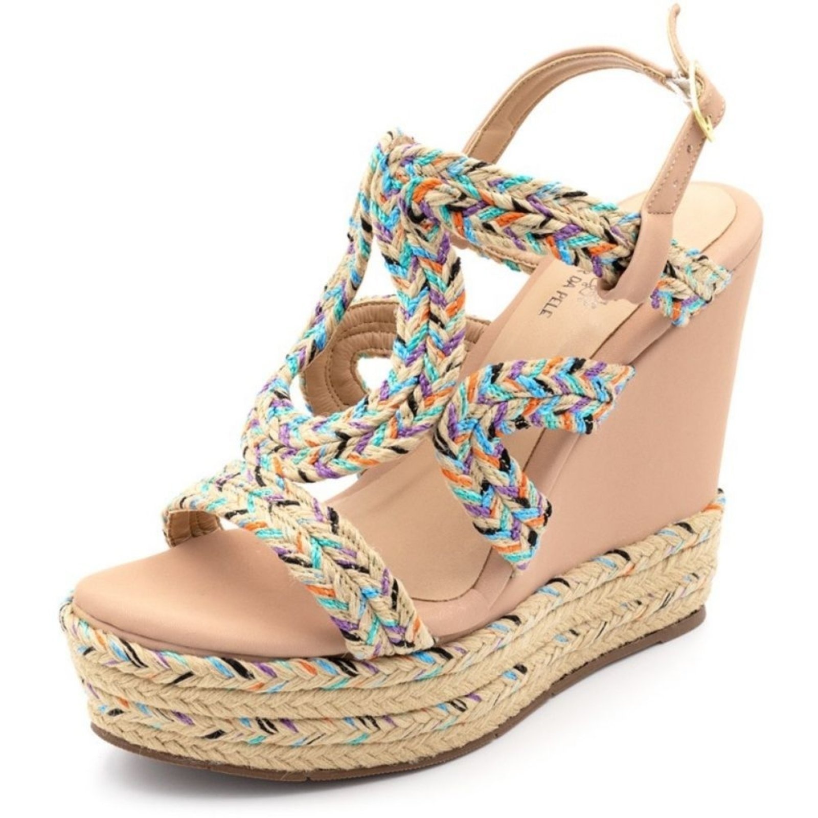 Imagem principal Sandália Colorida Cordão Plataforma Trançada 4012 Trançado Azul Flor da Pele bege azul
