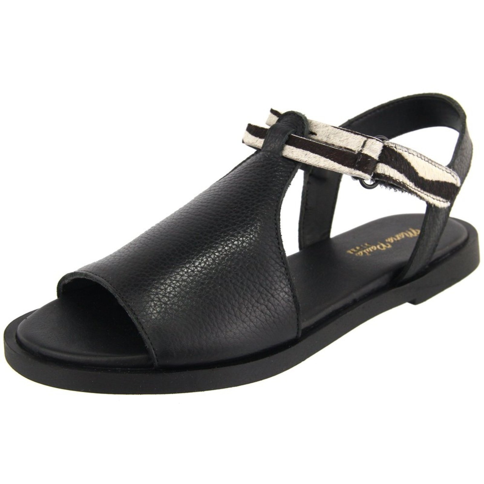 Imagem principal Sandália Rasteira Feminina em Couro Palmilha Extra Conforto Maria Paula Zebra MARIA PAULA preto