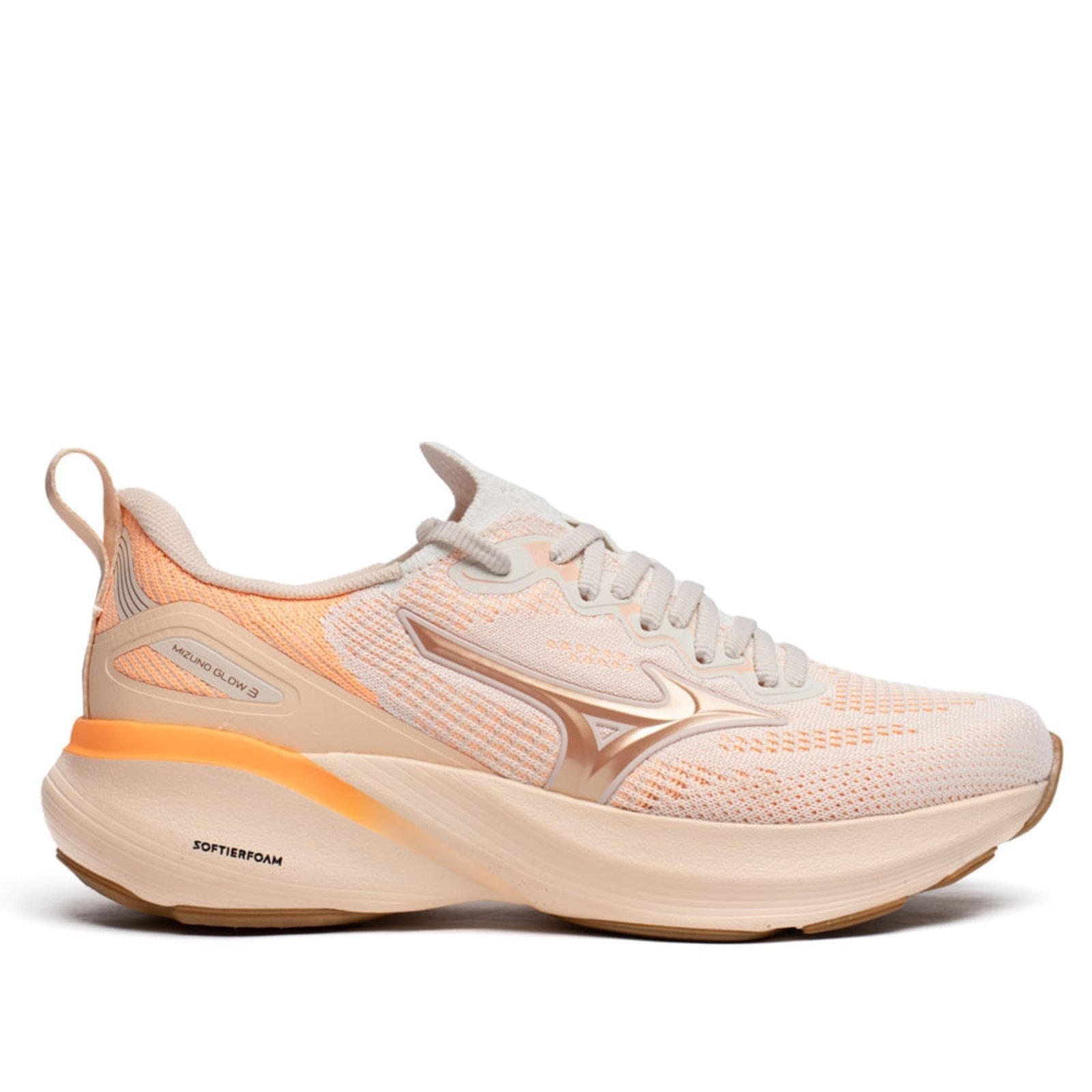 Imagem principal Tênis Feminino Mizuno Glow 3 Knit Softierfoam Laranja Mizuno bege