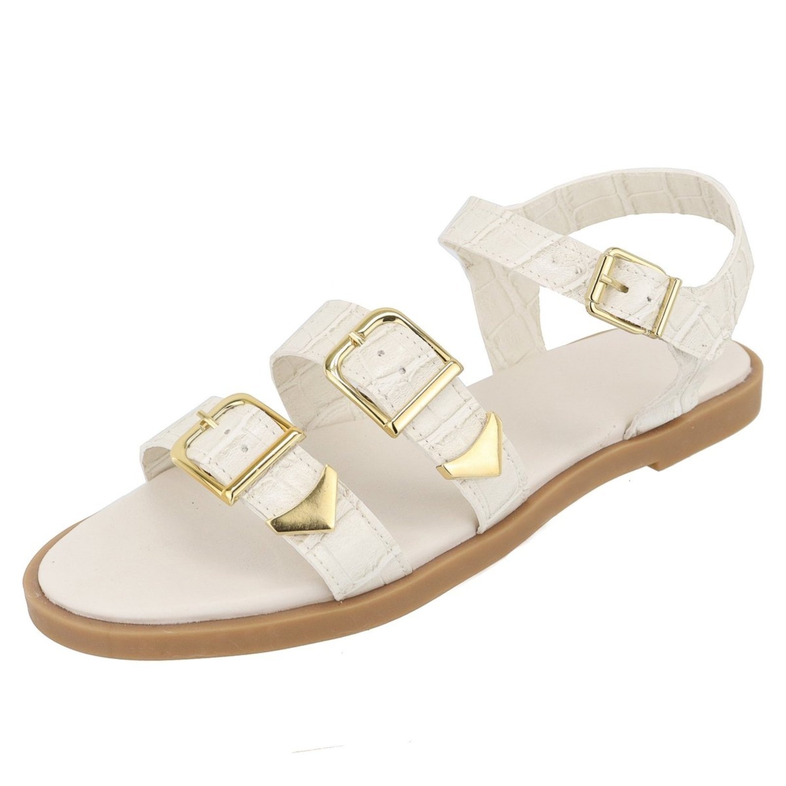 Imagem principal Rasteira Sandália Feminina Fivelas Lançamento Off White TELLINI STORE off-white white